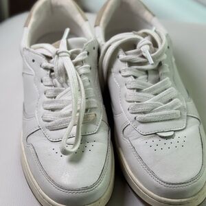Madewell White and Tan Leather Sneakers